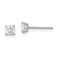 14k White Gold 3mm Square CZ Post Earrings-XD36WCZ