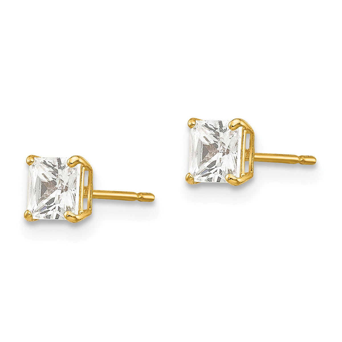 14k 4mm Square CZ Post Earrings-XD37CZ