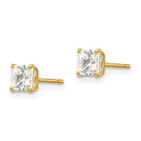 14k 4mm Square CZ Post Earrings-XD37CZ