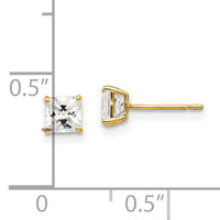 14k 4mm Square CZ Post Earrings-XD37CZ