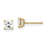 14k 4mm Square CZ Post Earrings-XD37CZ