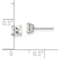 14k White Gold 4mm Square CZ Post Earrings-XD37WCZ