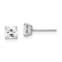 14k White Gold 4mm Square CZ Post Earrings-XD37WCZ