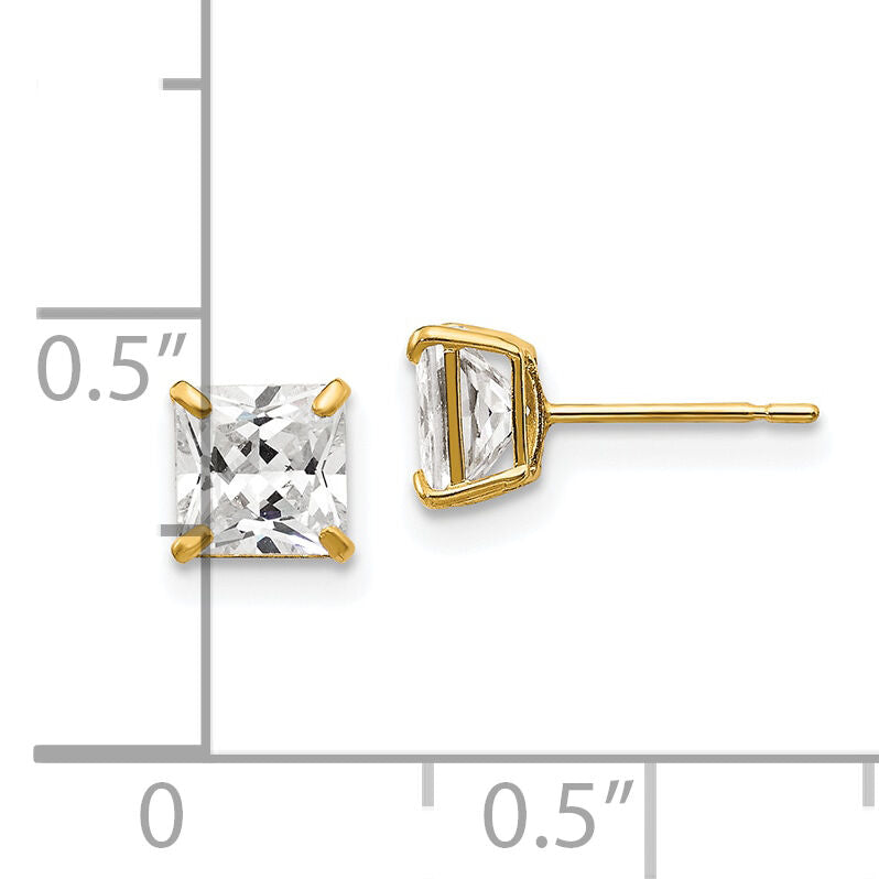 14k 5mm Square CZ Post Earrings-XD38CZ