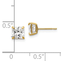 14k 5mm Square CZ Post Earrings-XD38CZ