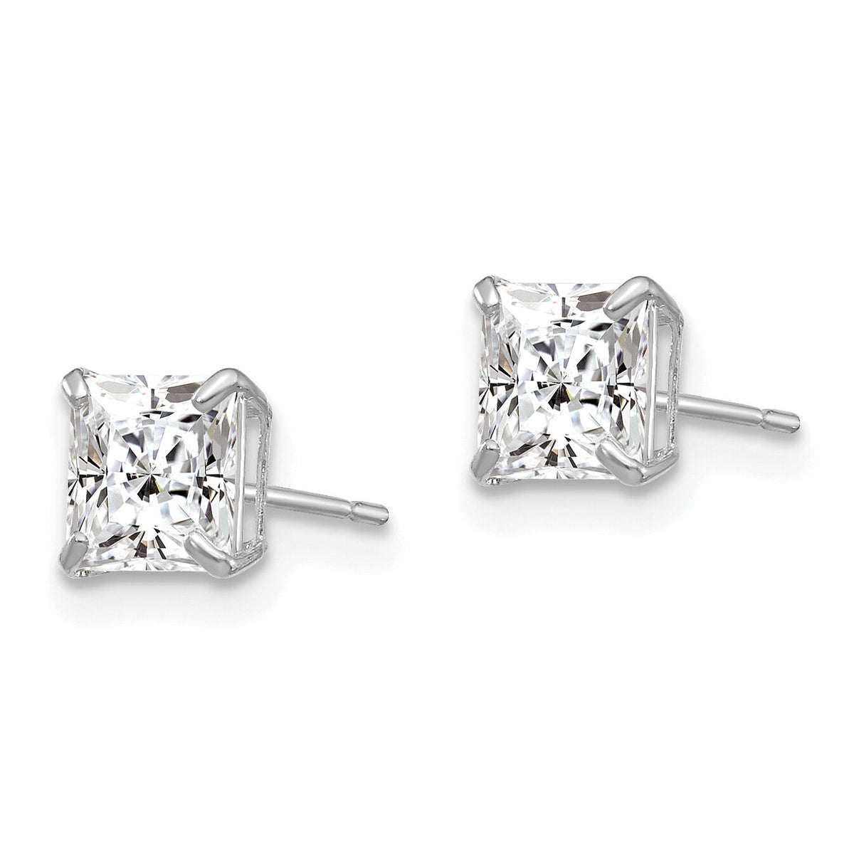 14k White Gold 5mm Square CZ Post Earrings-XD38WCZ