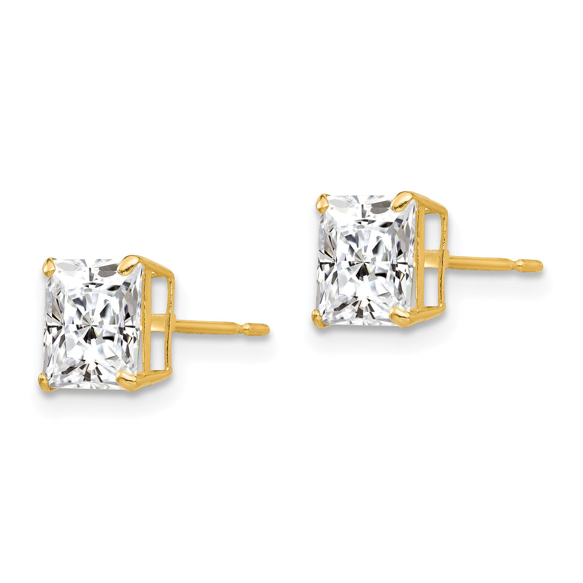 14k 6mm Square CZ Post Earrings-XD39CZ