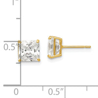 14k 6mm Square CZ Post Earrings-XD39CZ