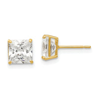 14k 6mm Square CZ Post Earrings-XD39CZ