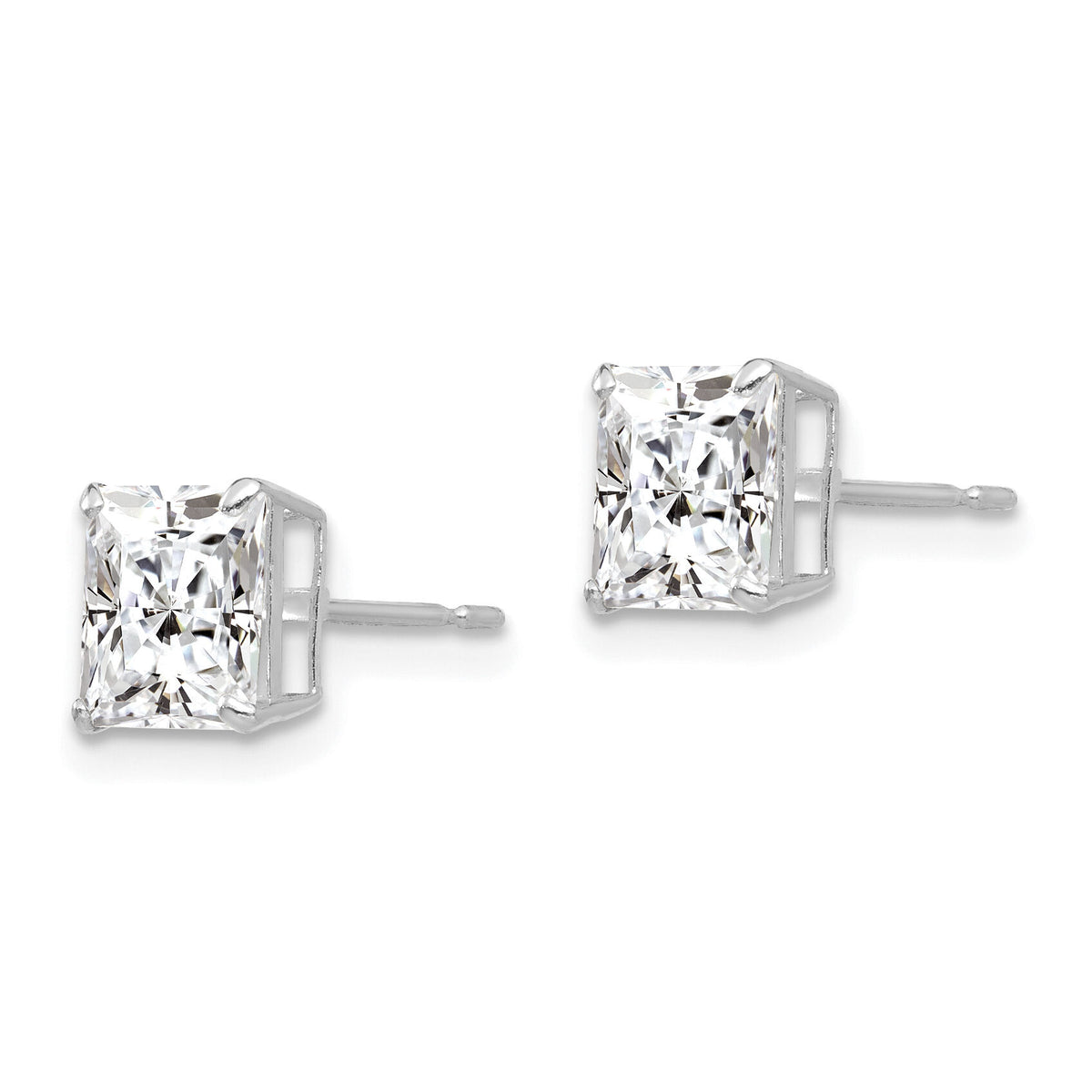 14k White Gold 6mm Square CZ Post Earrings-XD39WCZ