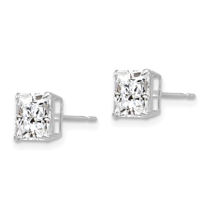 14k White Gold 6mm Square CZ Post Earrings-XD39WCZ