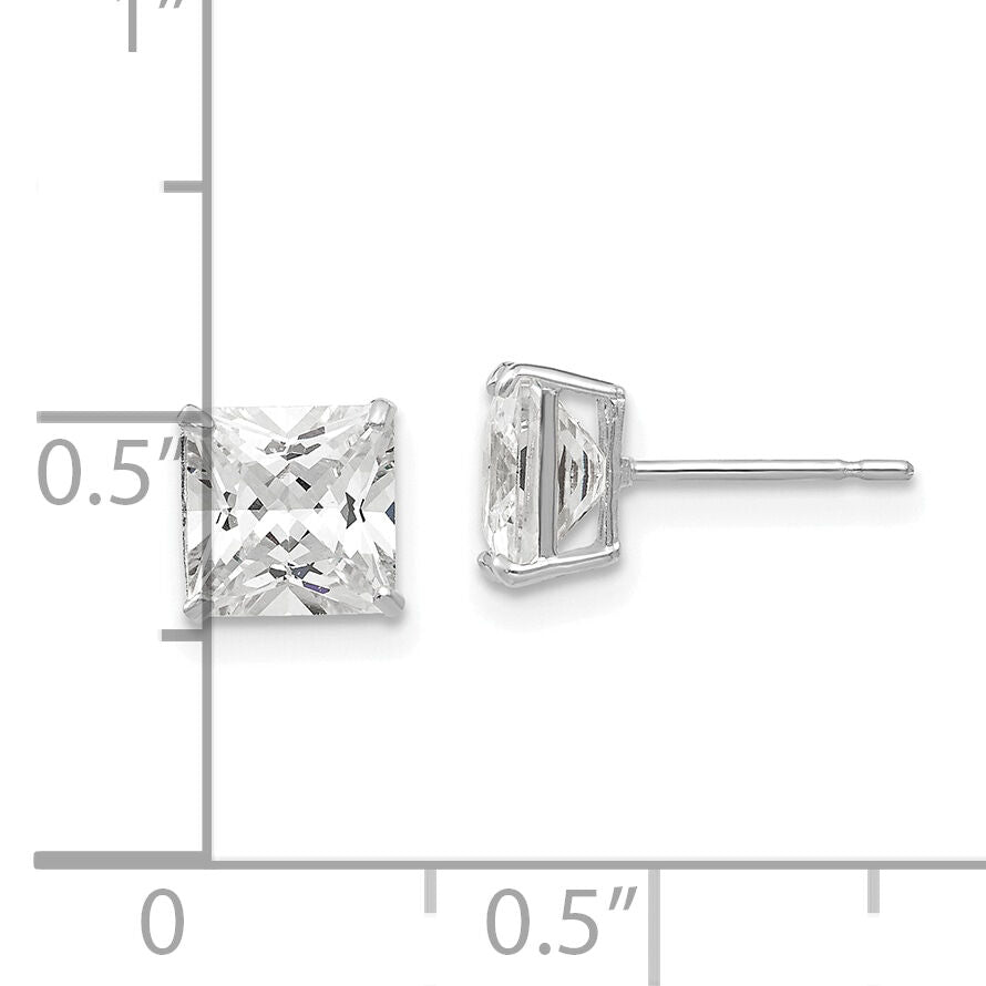 14k White Gold 6mm Square CZ Post Earrings-XD39WCZ