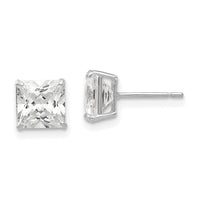 14k White Gold 6mm Square CZ Post Earrings-XD39WCZ