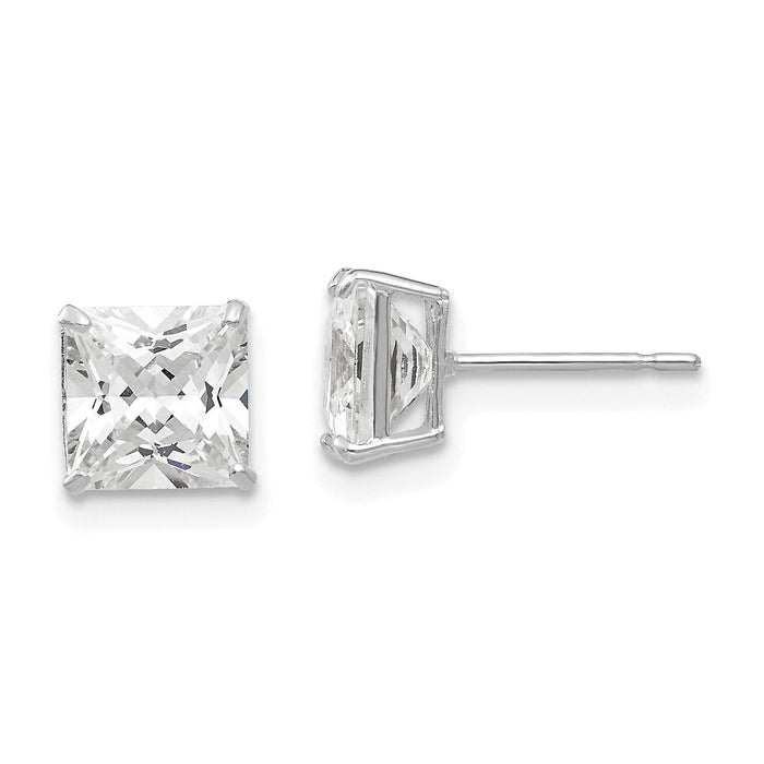 14k White Gold 6mm Square CZ Post Earrings-XD39WCZ