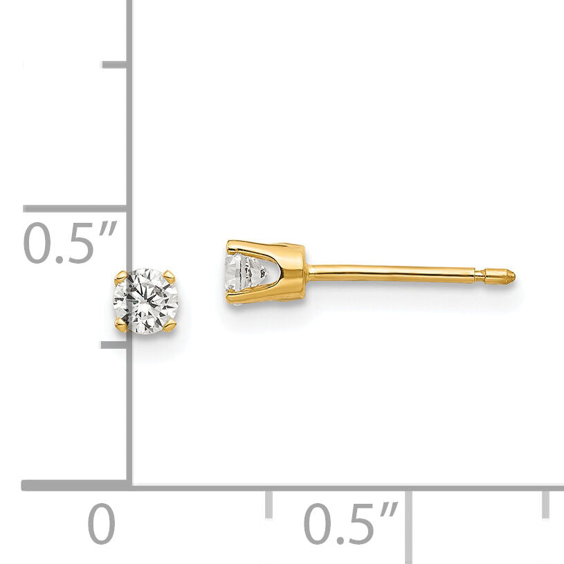 14k 3mm CZ stud earrings-XD3CZ