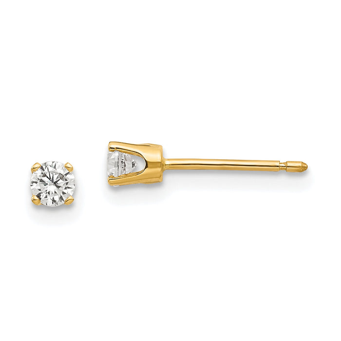 14k 3mm CZ stud earrings-XD3CZ