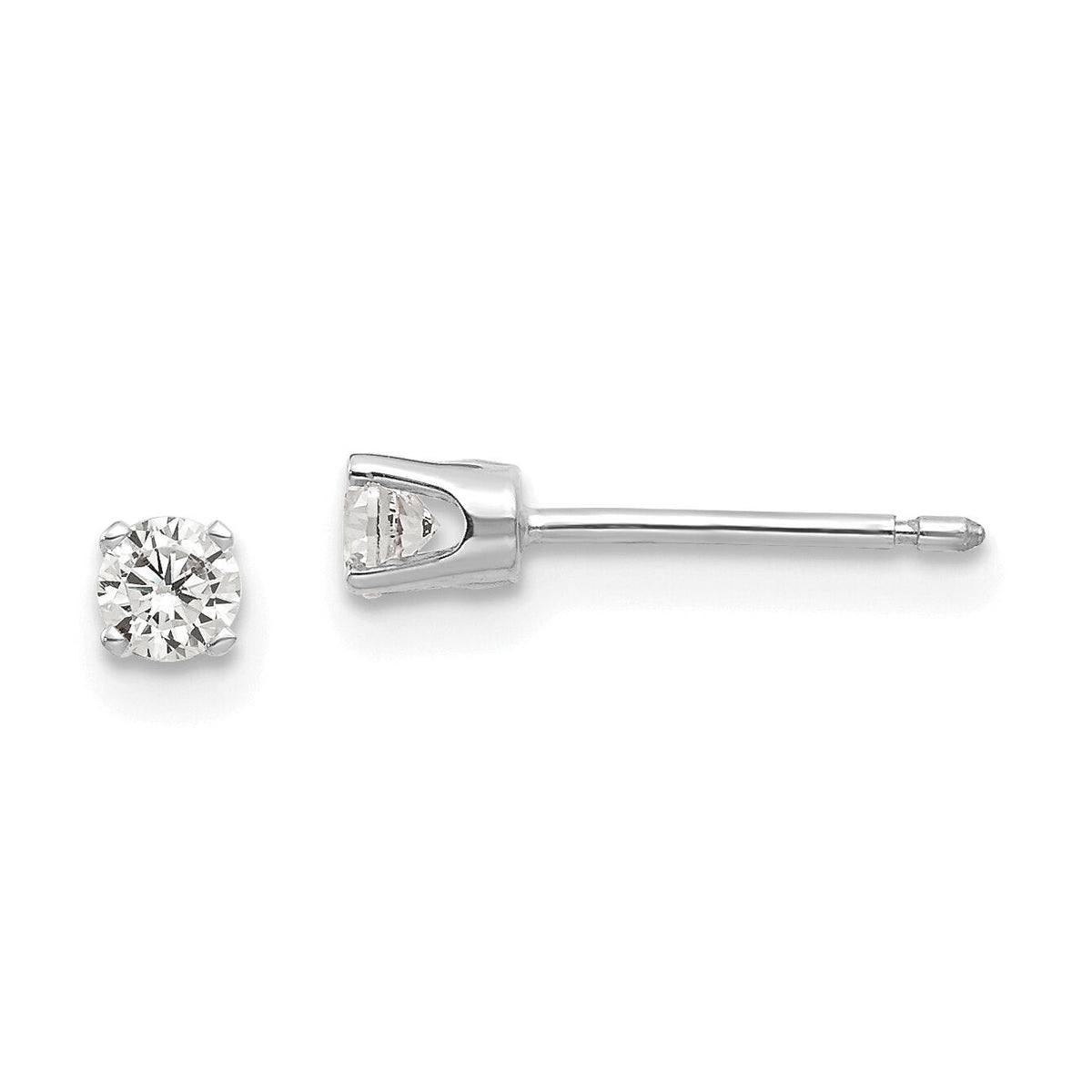 14k White Gold 3mm CZ stud earrings-XD3WCZ
