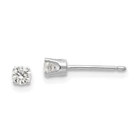 14k White Gold 3mm CZ stud earrings-XD3WCZ