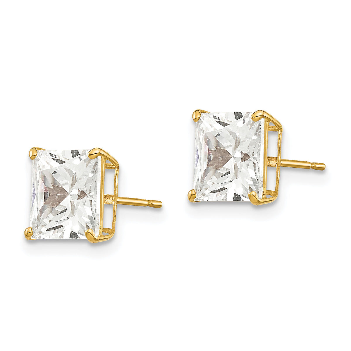 14k 7mm Square CZ Post Earrings-XD40CZ