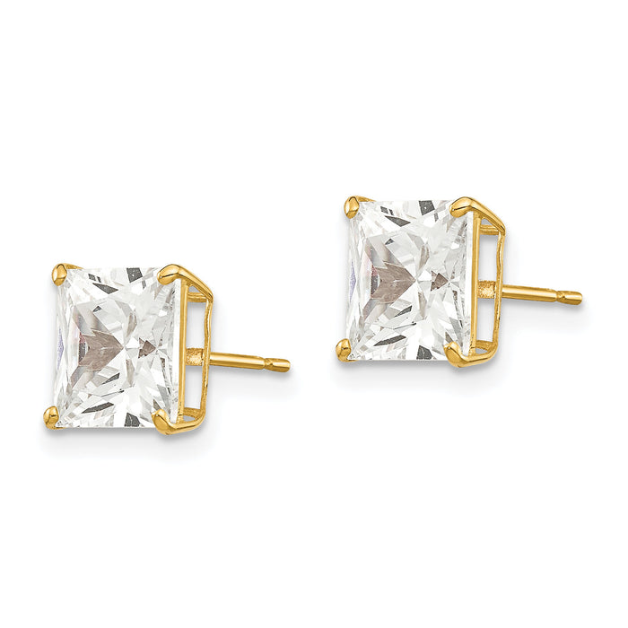 14k 7mm Square CZ Post Earrings-XD40CZ