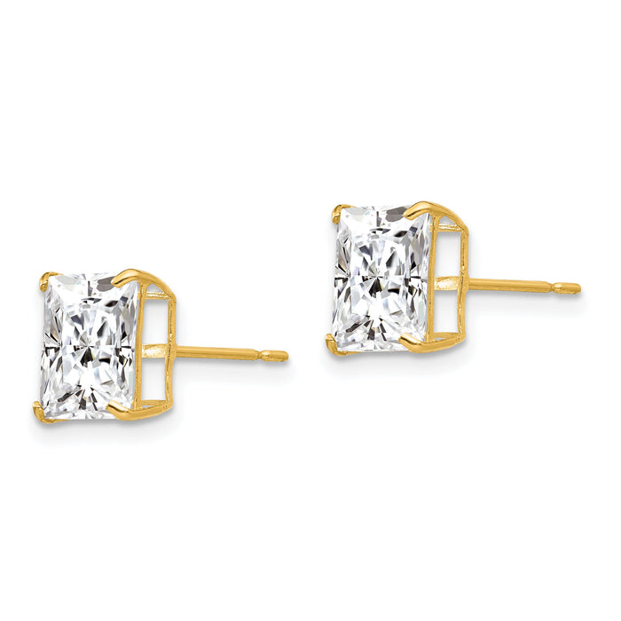 14k 8mm Square CZ Post Earrings-XD41CZ
