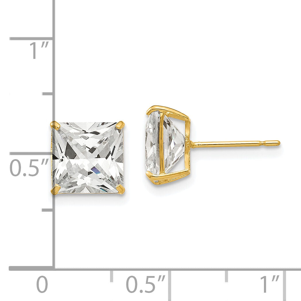 14k 8mm Square CZ Post Earrings-XD41CZ