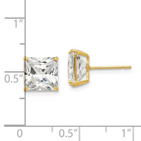 14k 8mm Square CZ Post Earrings-XD41CZ