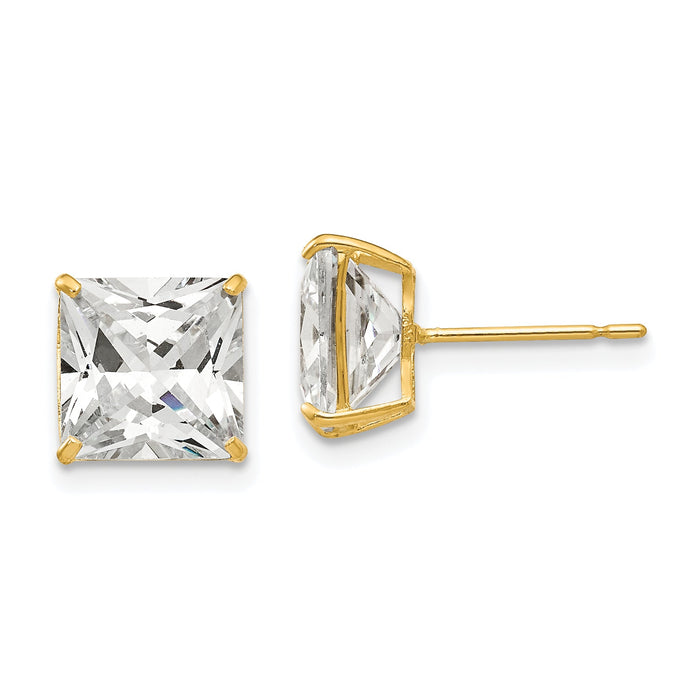 14k 8mm Square CZ Post Earrings-XD41CZ