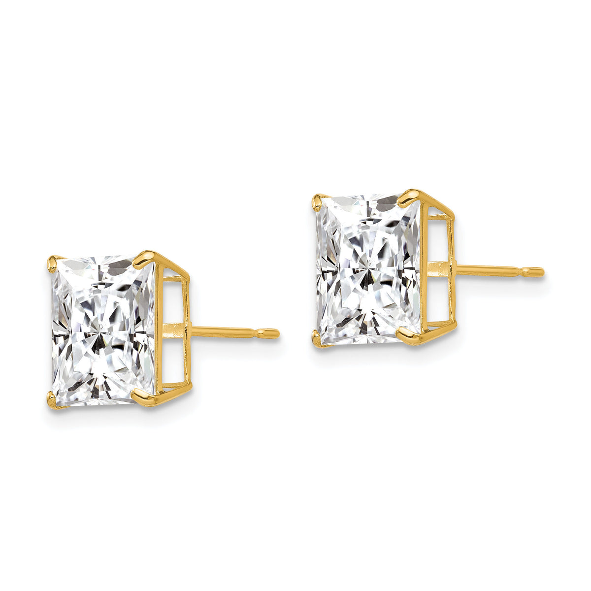 14k 9mm Square CZ Post Earrings-XD42CZ