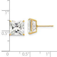 14k 9mm Square CZ Post Earrings-XD42CZ