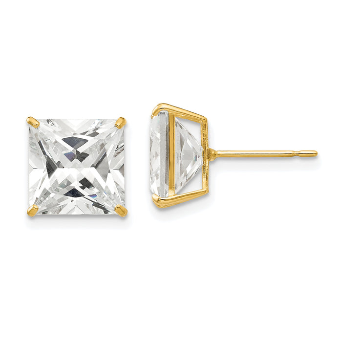 14k 9mm Square CZ Post Earrings-XD42CZ