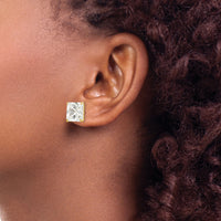 14k 10mm Square CZ Post Earrings-XD43CZ