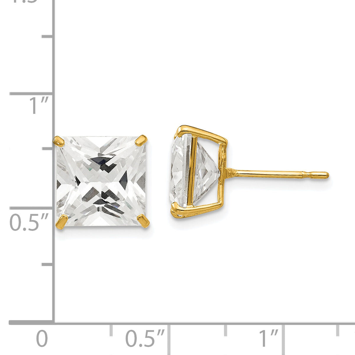 14k 10mm Square CZ Post Earrings-XD43CZ