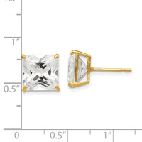 14k 10mm Square CZ Post Earrings-XD43CZ