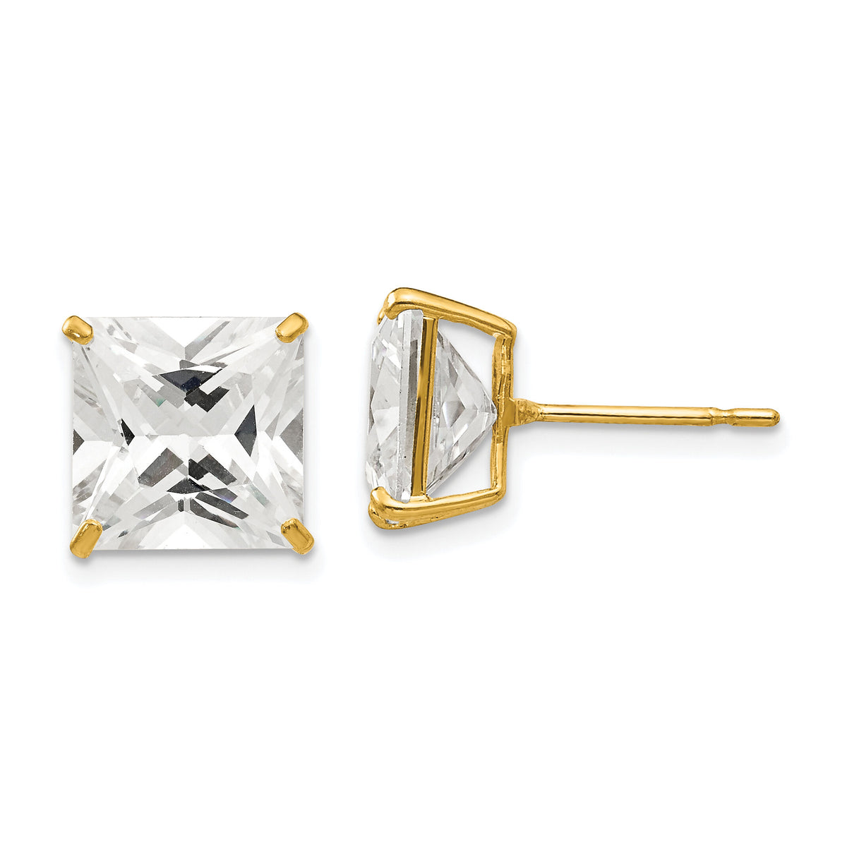 14k 10mm Square CZ Post Earrings-XD43CZ