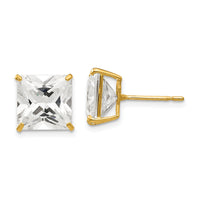 14k 10mm Square CZ Post Earrings-XD43CZ