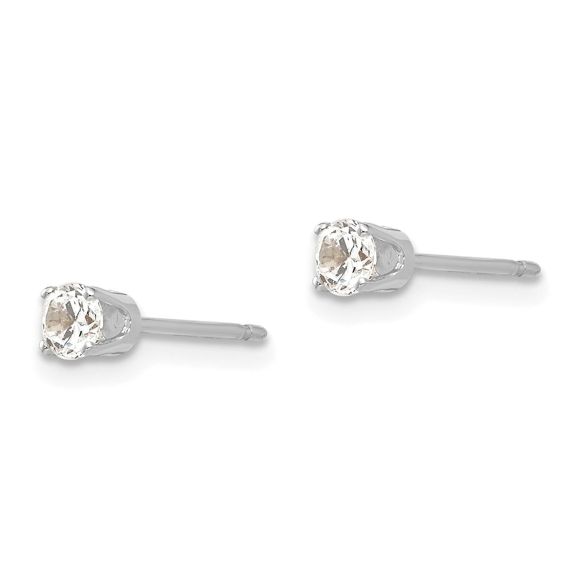 14k White Gold 3.25mm CZ stud earrings-XD4WCZ
