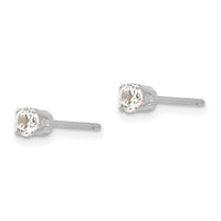 14k White Gold 3.25mm CZ stud earrings-XD4WCZ