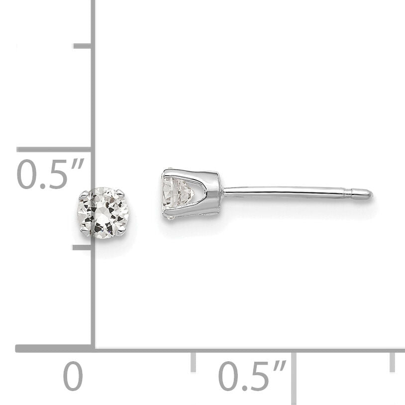 14k White Gold 3.25mm CZ stud earrings-XD4WCZ