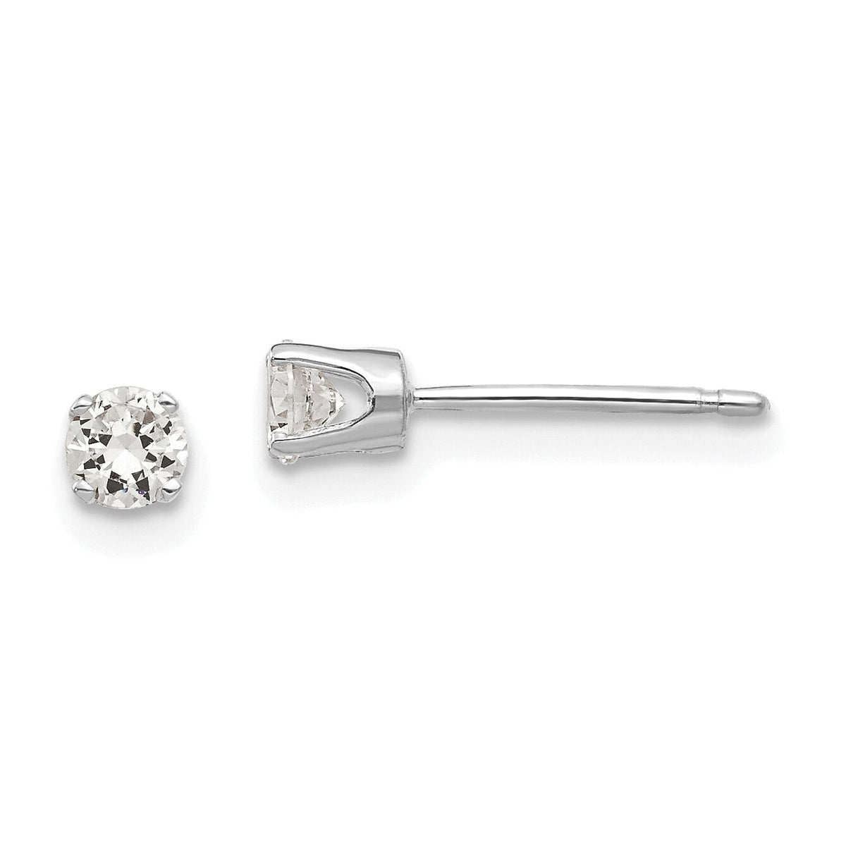 14k White Gold 3.25mm CZ stud earrings-XD4WCZ