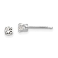 14k White Gold 3.25mm CZ stud earrings-XD4WCZ