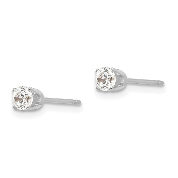 14k White Gold 3.5mm CZ stud earrings-XD5WCZ