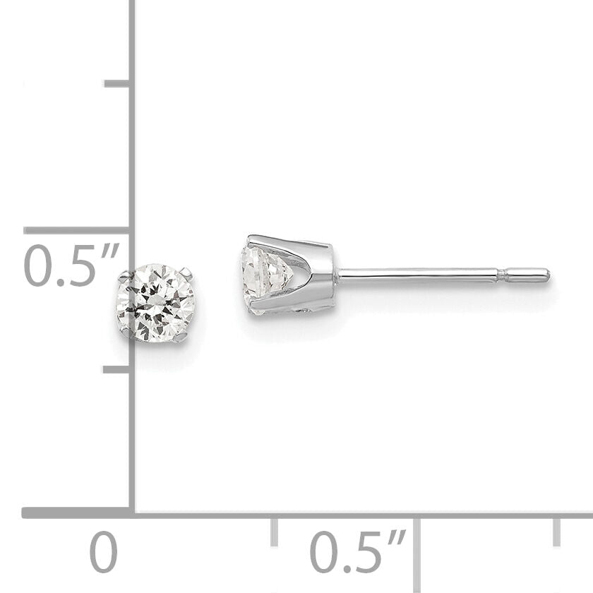 14k White Gold 3.5mm CZ stud earrings-XD5WCZ