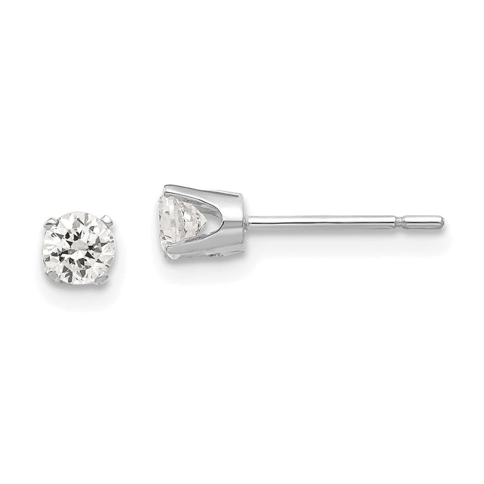 14k White Gold 3.5mm CZ stud earrings-XD5WCZ