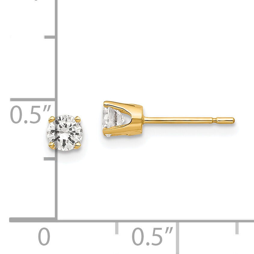 14k 3.75mm CZ stud earrings-XD6CZ