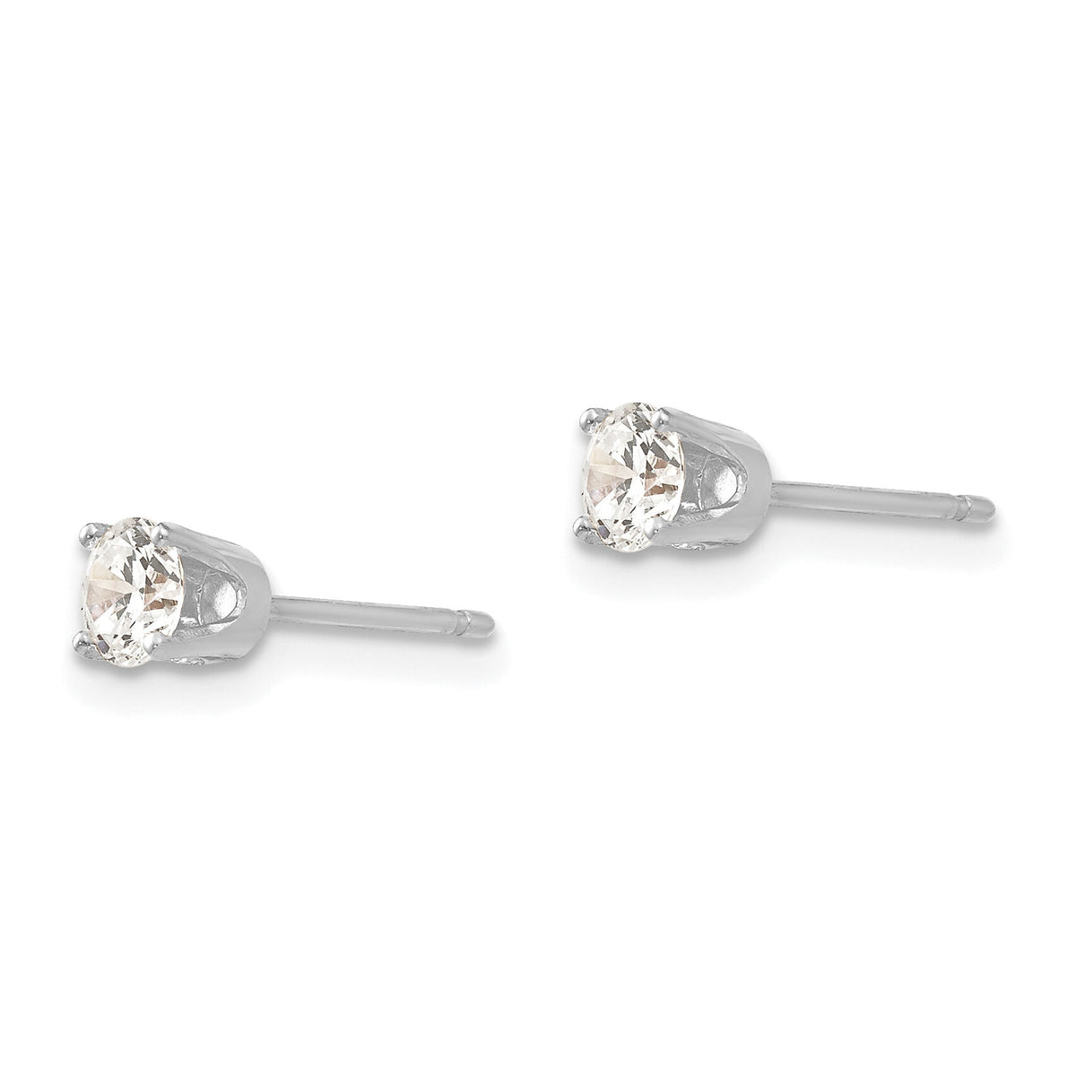 14k White Gold 3.75mm CZ stud earrings-XD6WCZ