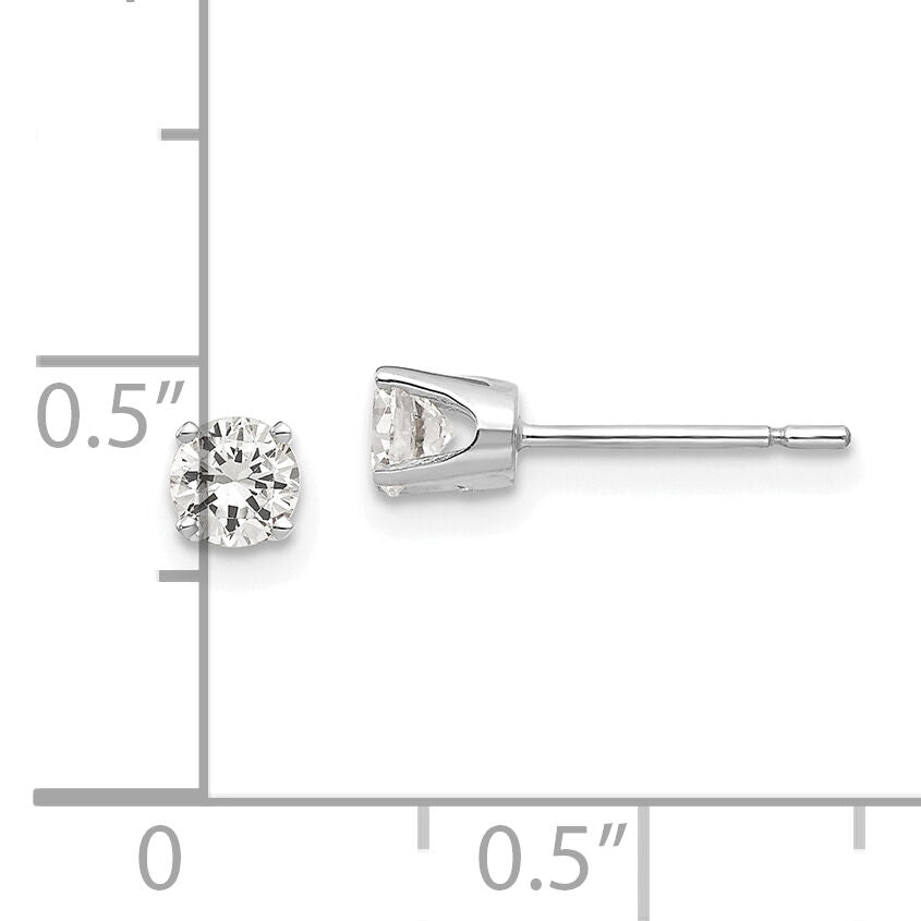 14k White Gold 3.75mm CZ stud earrings-XD6WCZ