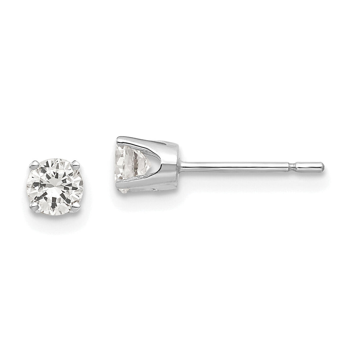 14k White Gold 3.75mm CZ stud earrings-XD6WCZ