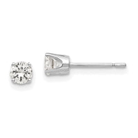 14k White Gold 3.75mm CZ stud earrings-XD6WCZ