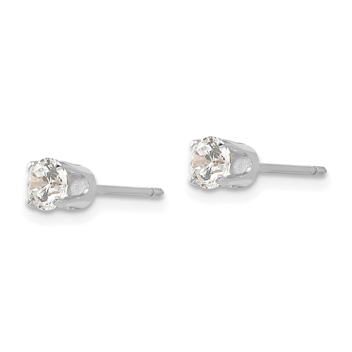 14k White Gold 4mm CZ stud earrings-XD7WCZ
